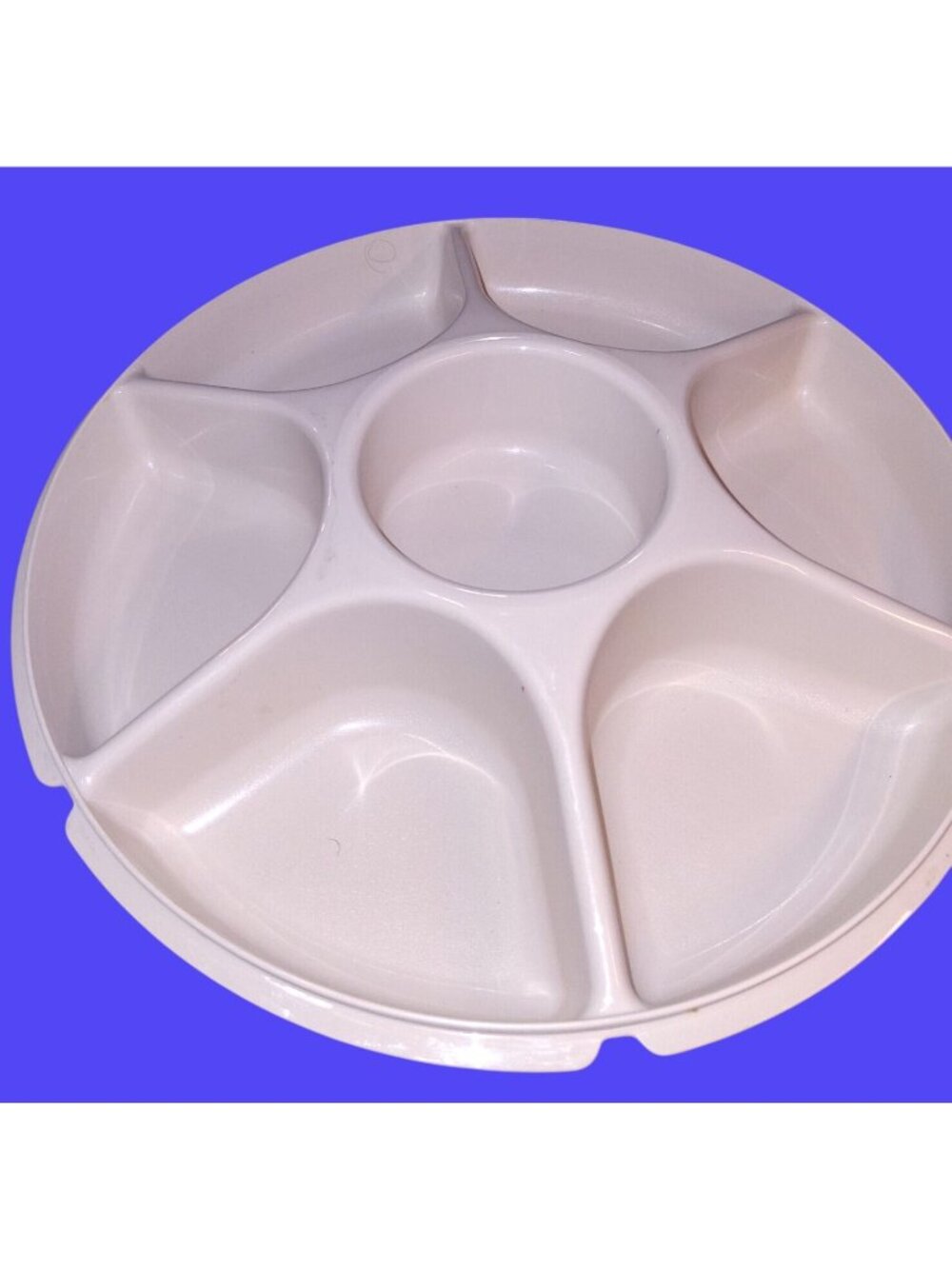 Large Vintage Tupperware Divided Serving Dish Sectional Platter White